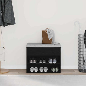 Panca per scarpe Rovere nero 60 x 30 x 45 cm Legno multistrato 862702