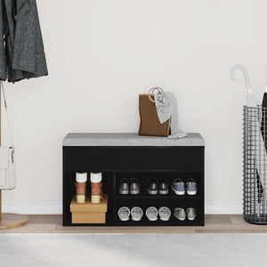 Panca per scarpe Rovere nero 80 x 30 x 45 cm Legno multistrato 862703