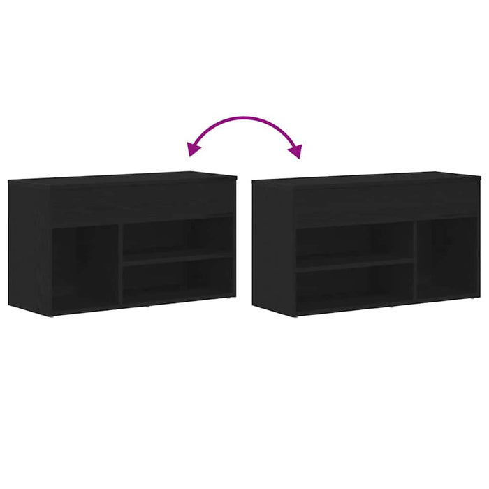 Panca per scarpe Rovere nero 80 x 30 x 45 cm Legno multistrato 862703