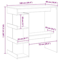 Tavolo da bar Rovere nero 100 x 48 x 101.5 cm Legno multistrato 862705