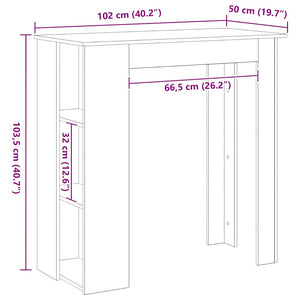 Tavolo da bar Rovere nero 102 x 50 x 103.5 cm Legno multistrato 862706