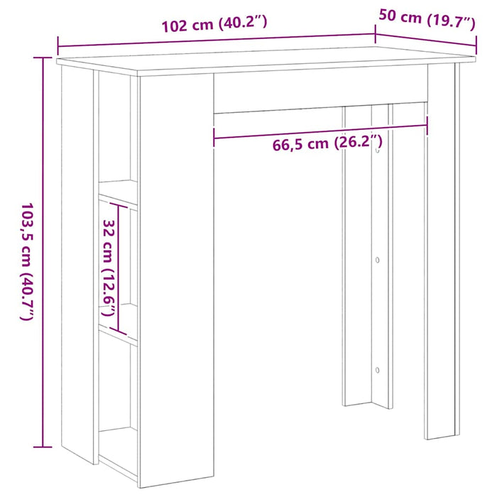 Tavolo da bar Rovere nero 102 x 50 x 103.5 cm Legno multistrato 862706