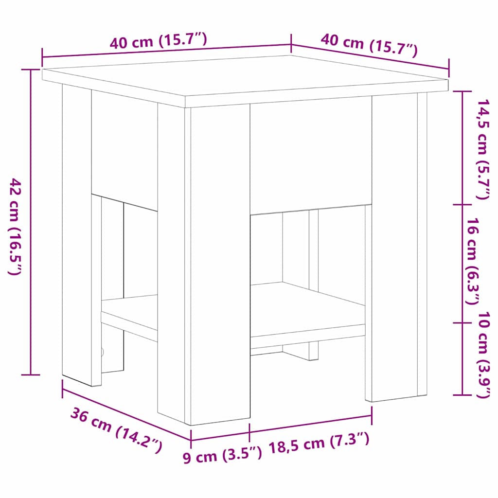 Tavolino da salotto Rovere nero 40 x 40 x 42 cm 862712