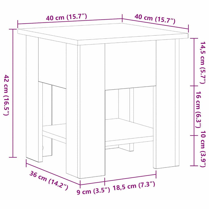 Tavolino da salotto Rovere nero 40 x 40 x 42 cm 862712
