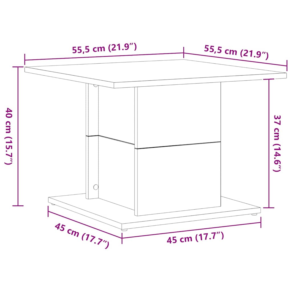 Tavolino da salotto Rovere nero 55.5 x 55.5 x 40 cm 862717