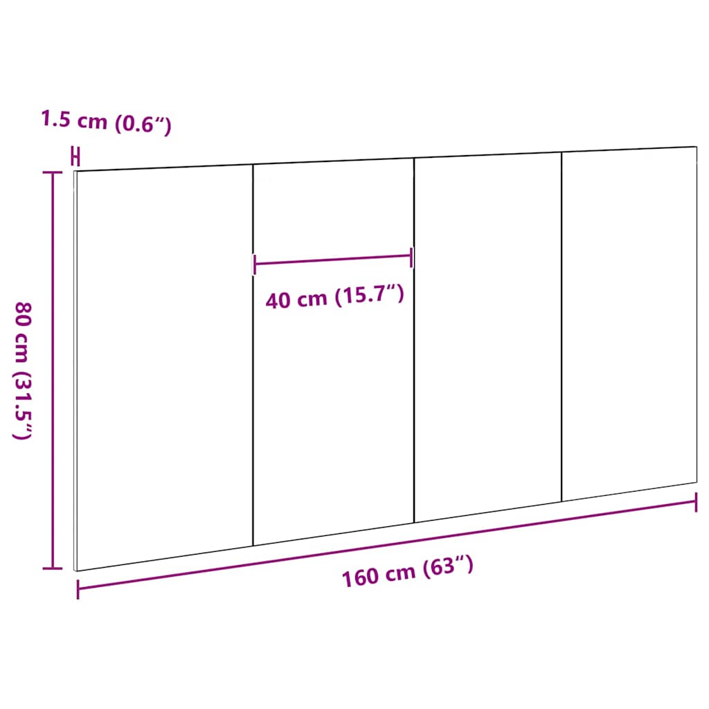 Testiera del letto con testiera Rovere Nero 160 x 1.5 x 80.5 cm 862736