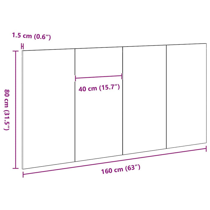 Testiera del letto con testiera Rovere Nero 160 x 1.5 x 80.5 cm 862736