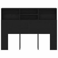 Testata del letto-Testiera con Contenitore Rovere Nero 140 x 19 x 103,5 cm