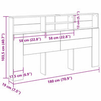 Testata del letto con testiera Rovere Nero 180 x 19 x 103,5 cm 862754