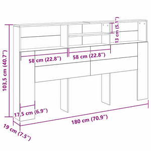 Testata del letto con testiera Rovere Nero 180 x 19 x 103,5 cm 862754