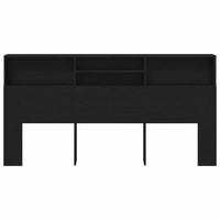 Testata del letto-Testiera con Contenitore Rovere Nero 200 x 19 x 103,5 cm