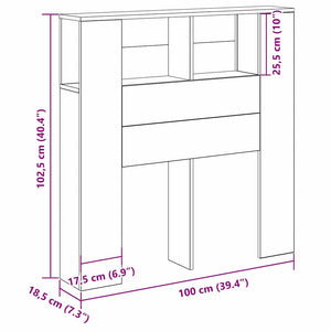 Testata del letto Rovere nero 100 x 19 x 104.5 cm 862756