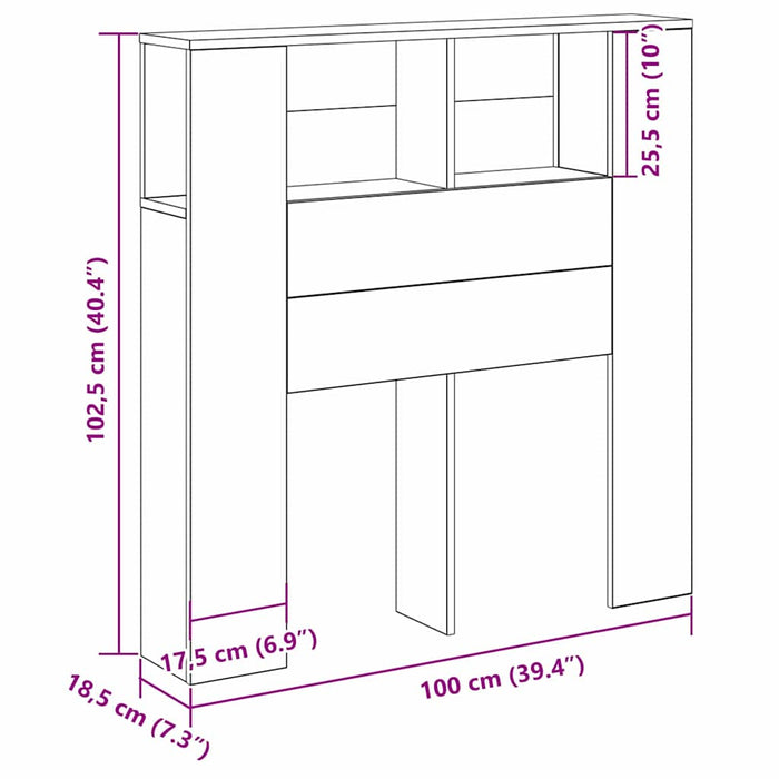 Testata del letto Rovere nero 100 x 19 x 104.5 cm 862756