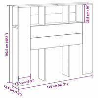 Testata del letto Rovere nero 120 x 19 x 104,5 cm 862757