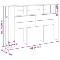 Testata del letto Rovere nero 160 x 19 x 104.5 cm 862759