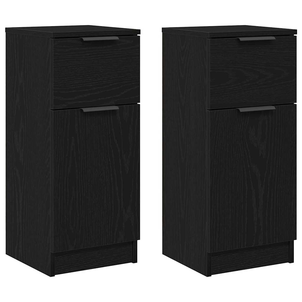 Credenza 2 pz-Set di 2 Buffet-Armadio da cucina Rovere Nero 30 x 30 x 70 cm Legno multistrato 806445