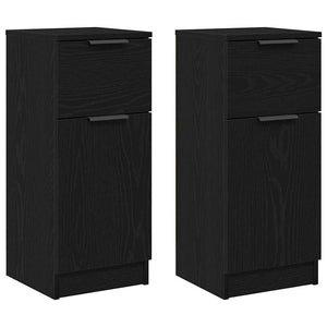 Credenza 2 pz-Set di 2 Buffet-Armadio da cucina Rovere Nero 30 x 30 x 70 cm Legno multistrato 806445