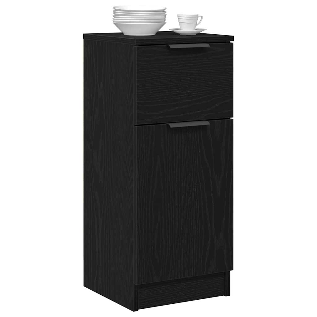 Credenza 2 pz-Set di 2 Buffet-Armadio da cucina Rovere Nero 30 x 30 x 70 cm Legno multistrato 806445