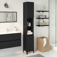 Mobile da Bagno Rovere nero 30 x 30 x 190 cm Legno multistrato 862806