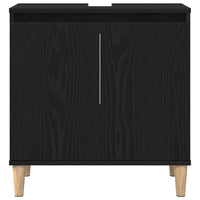 Armadio per Lavabo da Bagno-Armadietto da bagno-Mobiletto da bagno Rovere Nero 58 x 33 x 60 cm 810935