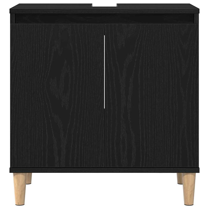 Armadio per Lavabo da Bagno-Armadietto da bagno-Mobiletto da bagno Rovere Nero 58 x 33 x 60 cm 810935