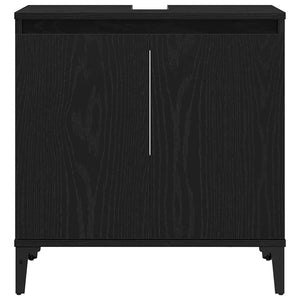 Armadio per Lavabo da Bagno-Armadietto da bagno-Mobiletto da bagno Rovere Nero 58 x 33 x 60 cm 297968