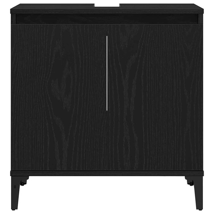 Armadio per Lavabo da Bagno-Armadietto da bagno-Mobiletto da bagno Rovere Nero 58 x 33 x 60 cm 297968