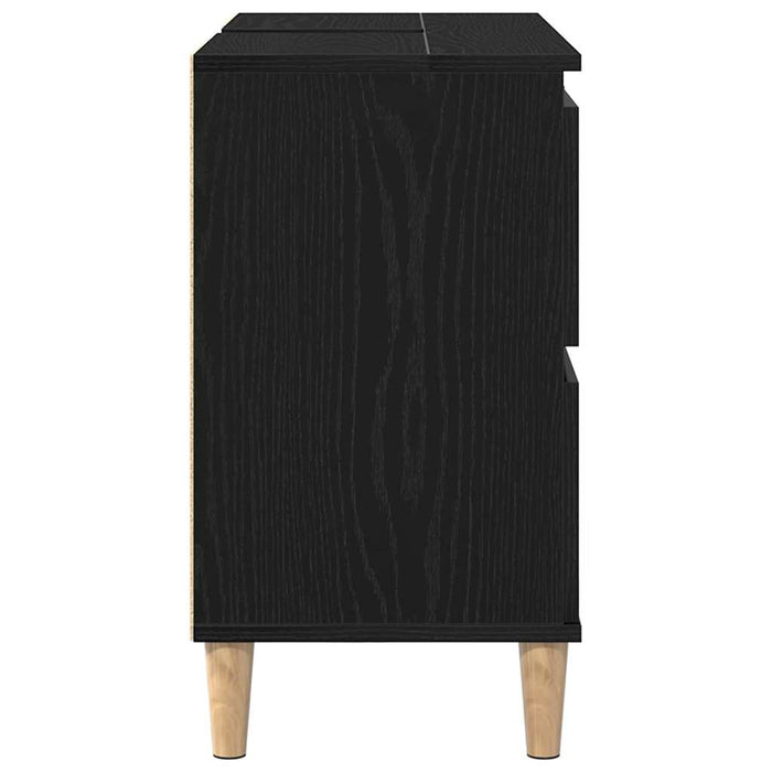 Armadio per Lavabo da Bagno-Armadietto da bagno-Mobiletto da bagno Rovere Nero 80 x 33 x 60 cm 635906