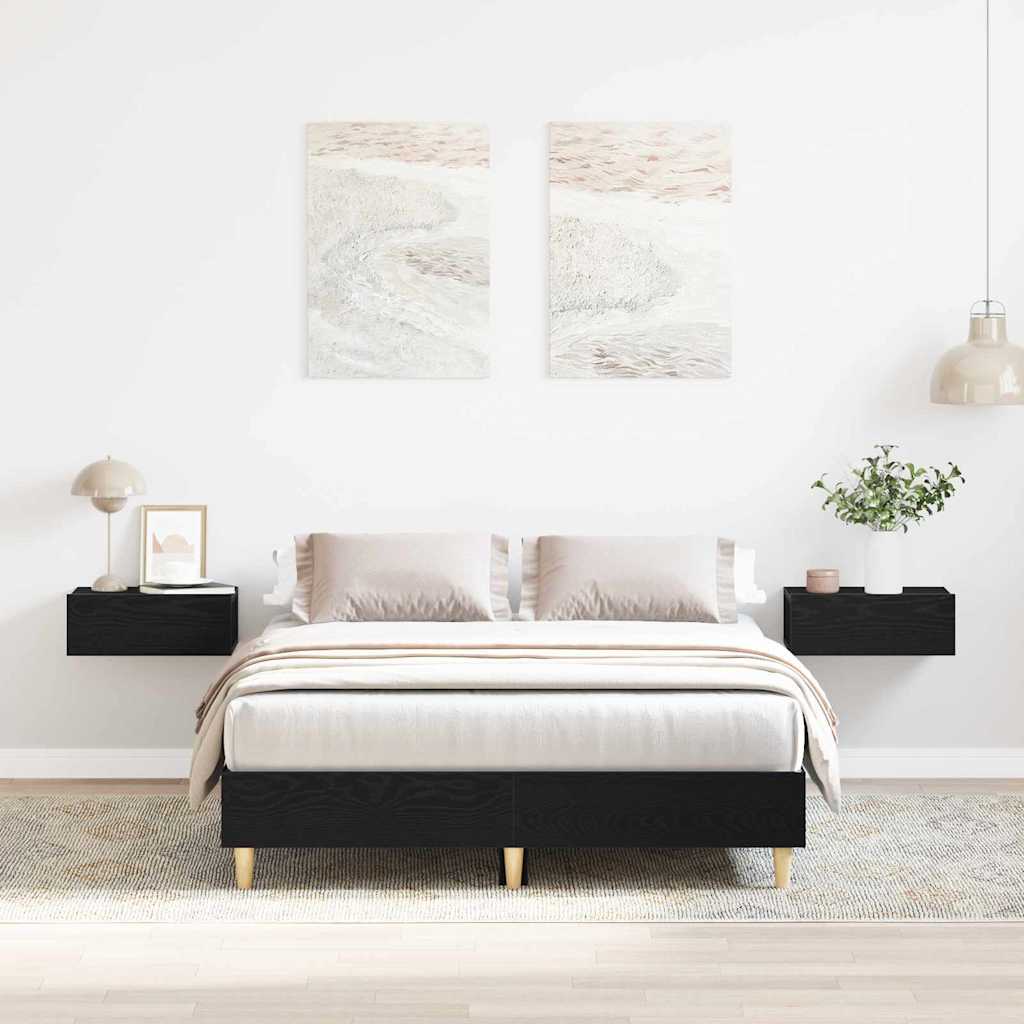 Struttura del letto Rovere Nero 193 x 143 x 25 cm 862844