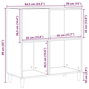 Mobile porta vinili Rovere nero 84.5 x 38 x 89 cm 862870