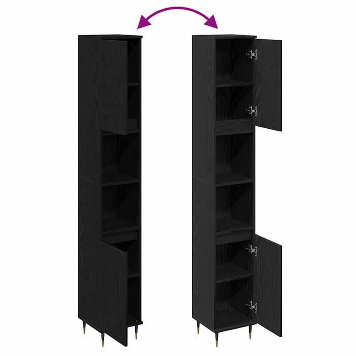 Mobile Bagno Rovere Nero 30 x 30 x 190 cm Legno multistrato 862881