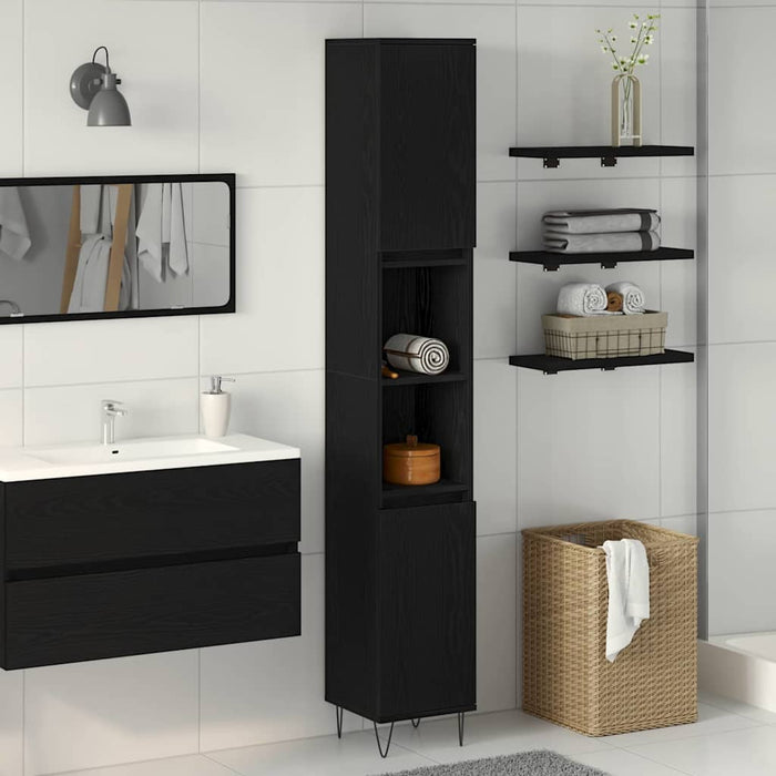 Mobile Bagno Rovere Nero 30 x 30 x 190 cm Legno multistrato 862882