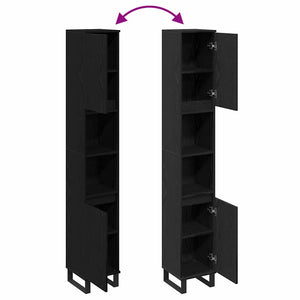 Mobile da Bagno Rovere nero 30 x 30 x 190 cm Legno multistrato 862883