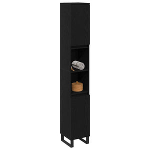 Mobile da Bagno Rovere nero 30 x 30 x 190 cm Legno multistrato 862883