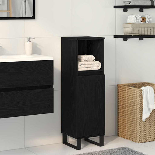 Mobile da Bagno Rovere nero 30 x 30 x 100 cm Legno multistrato 862886