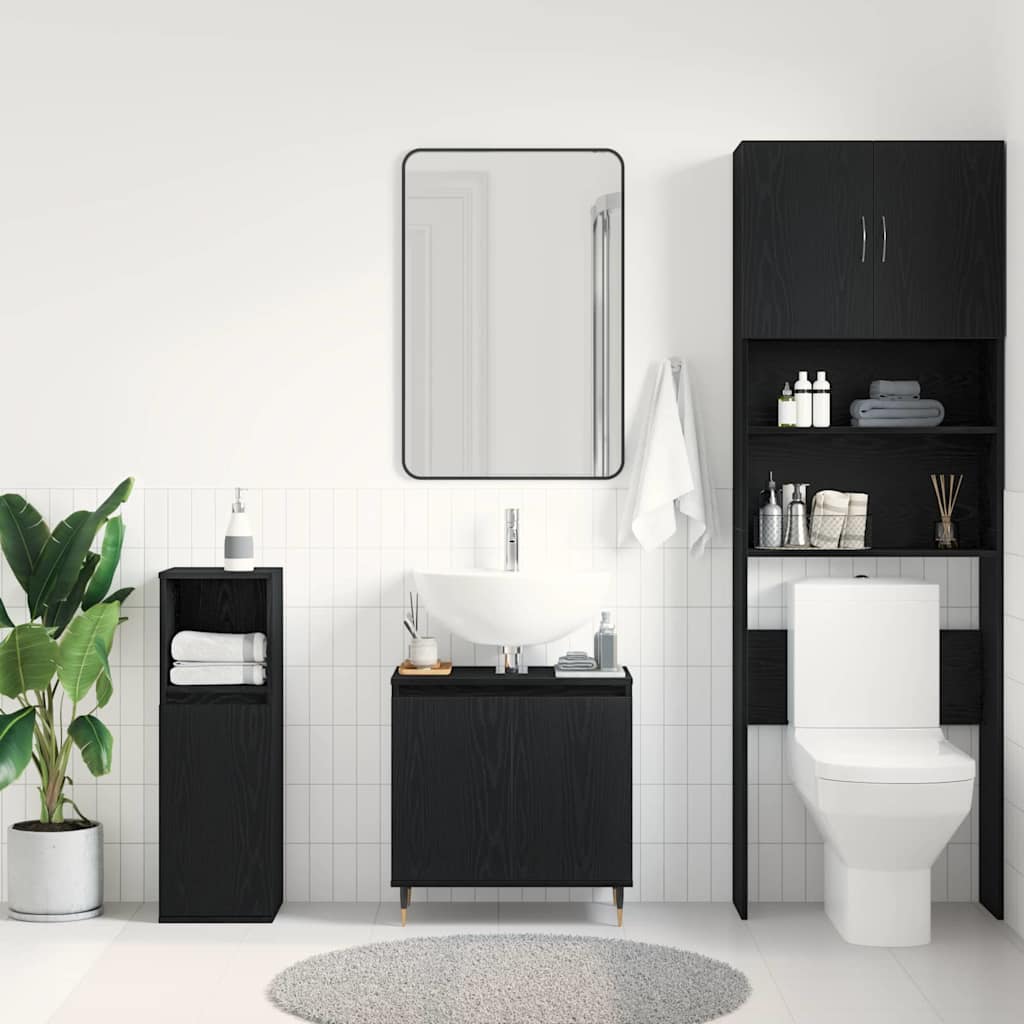 Mobiletto per Lavabo con porta Rovere Nero 58 x 33 x 60 cm 862887