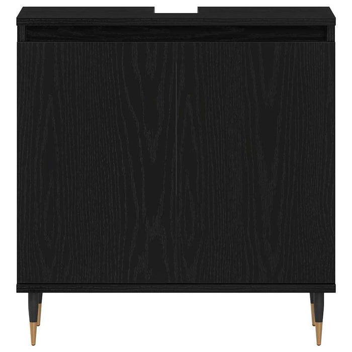 Armadio per Lavabo da Bagno-Armadietto da bagno-Mobiletto da bagno Rovere Nero 58 x 33 x 60 cm 253595