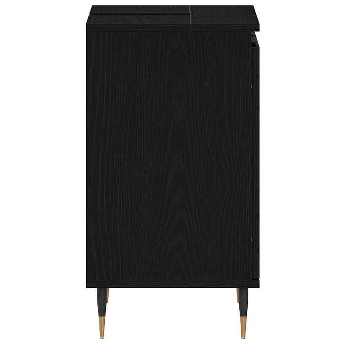 Armadio per Lavabo da Bagno-Armadietto da bagno-Mobiletto da bagno Rovere Nero 58 x 33 x 60 cm 253595