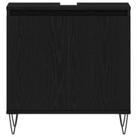 Armadio per Lavabo da Bagno-Armadietto da bagno-Mobiletto da bagno Rovere Nero 58 x 33 x 60 cm 653975