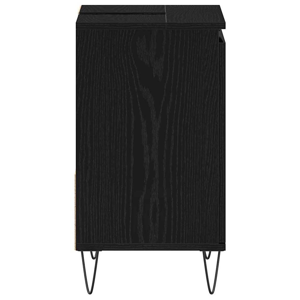 Armadio per Lavabo da Bagno-Armadietto da bagno-Mobiletto da bagno Rovere Nero 65 x 33 x 60 cm 183987