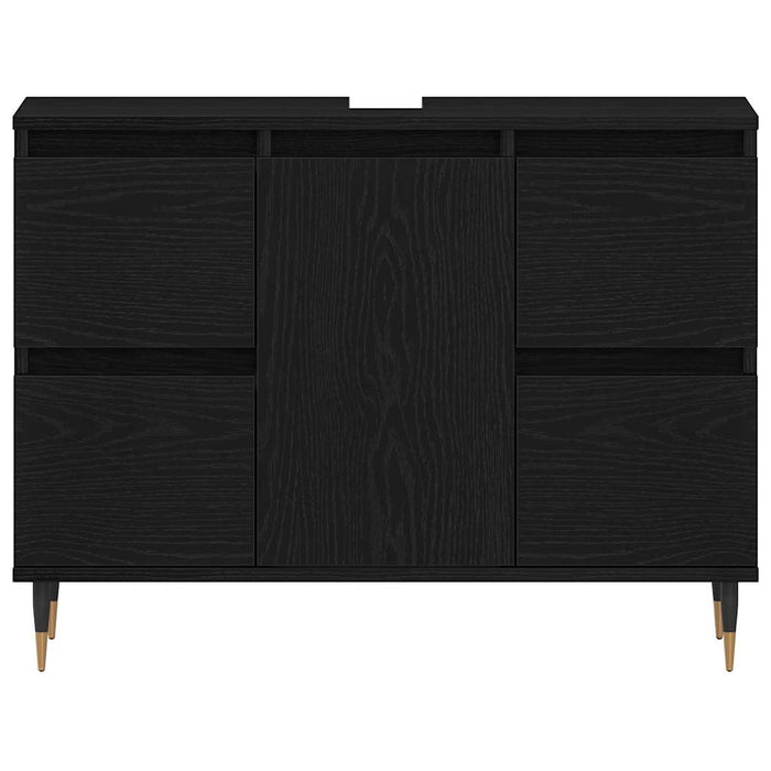 Armadio per Lavabo da Bagno-Armadietto da bagno-Mobiletto da bagno Rovere Nero 80 x 33 x 60 cm 574308