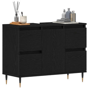 Armadio per Lavabo da Bagno-Armadietto da bagno-Mobiletto da bagno Rovere Nero 80 x 33 x 60 cm 574308