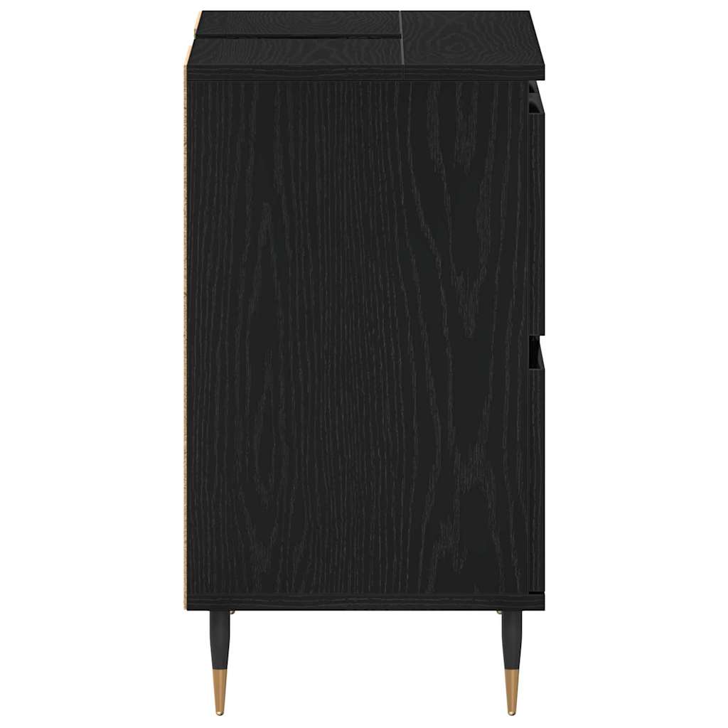 Armadio per Lavabo da Bagno-Armadietto da bagno-Mobiletto da bagno Rovere Nero 80 x 33 x 60 cm 574308