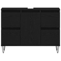 Armadio per Lavabo da Bagno-Armadietto da bagno-Mobiletto da bagno Rovere Nero 80 x 33 x 60 cm 948777