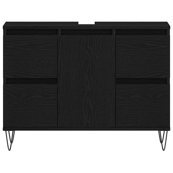 Armadio per Lavabo da Bagno-Armadietto da bagno-Mobiletto da bagno Rovere Nero 80 x 33 x 60 cm 948777