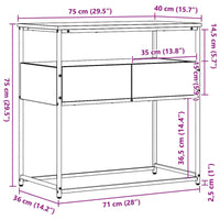 Tavolo consolle con cassetto Rovere artigianale 75 x 40 x 75 cm 862937