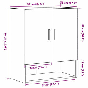 Armadietto a muro Rovere nero 60 x 31 x 70 cm Legno multistrato 862941