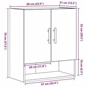Armadietto a muro Rovere nero 60 x 31 x 70 cm Legno multistrato 862942
