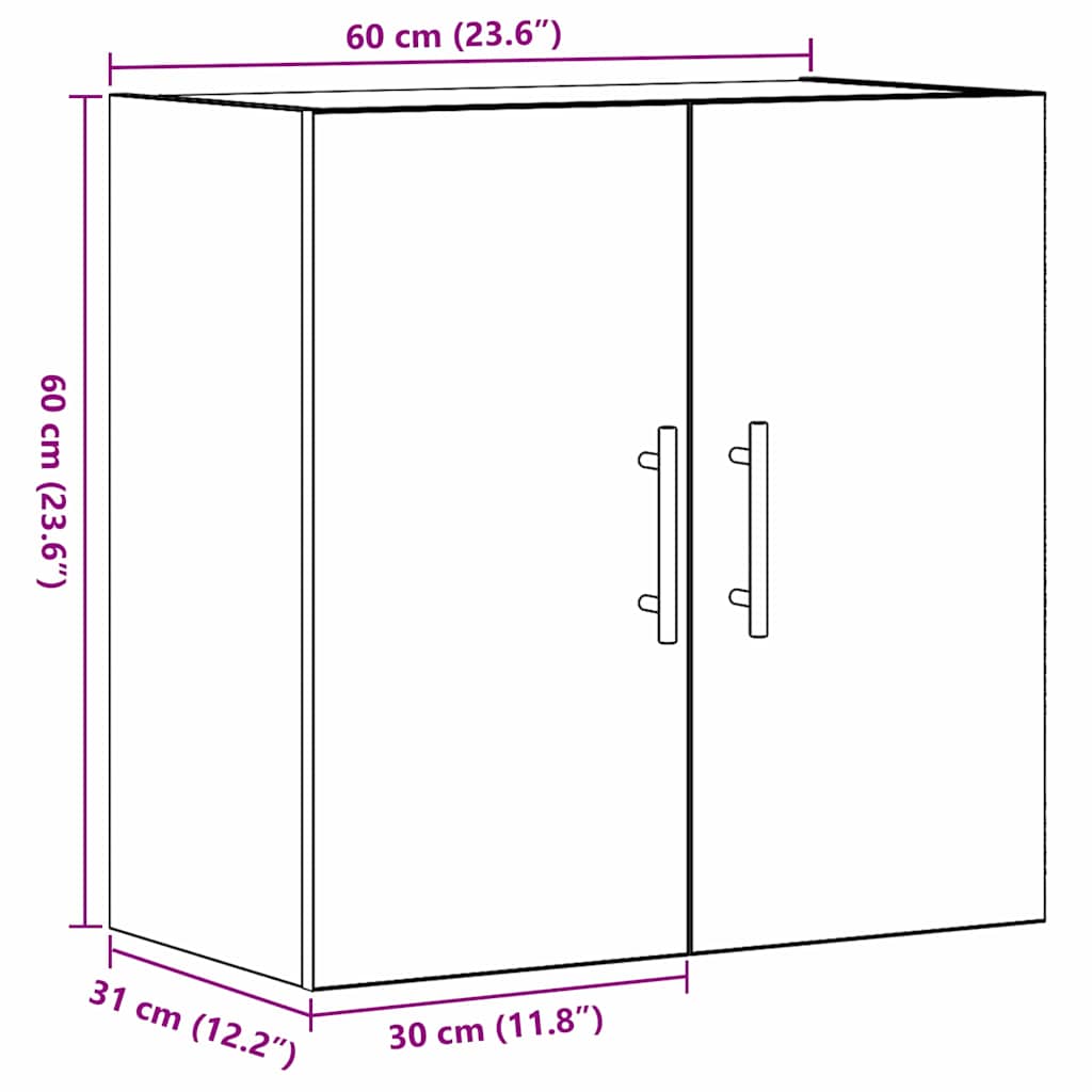 Armadietto a muro Rovere nero 60 x 31 x 70 cm Legno multistrato 862943