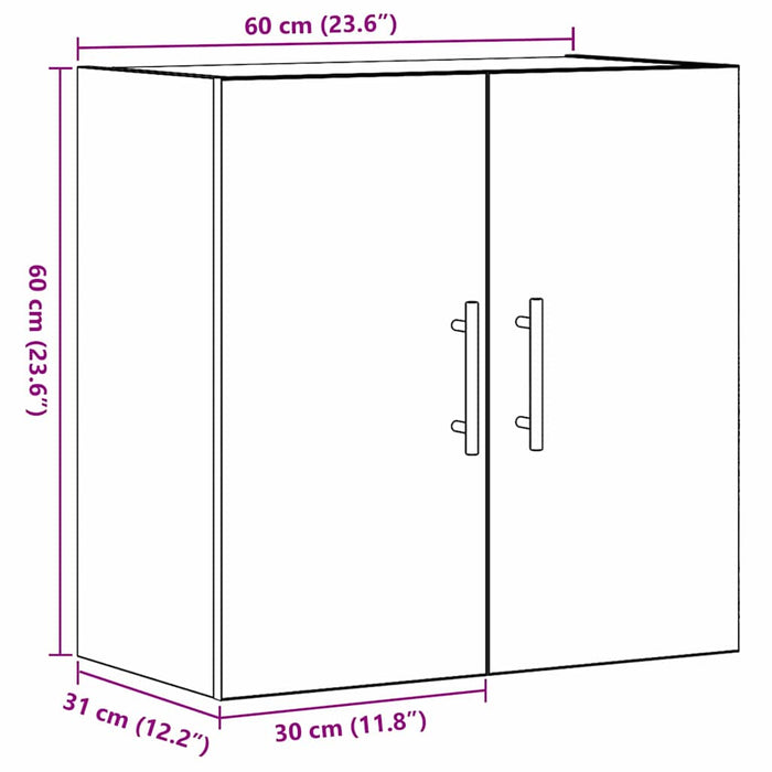 Armadietto a muro Rovere nero 60 x 31 x 70 cm Legno multistrato 862943